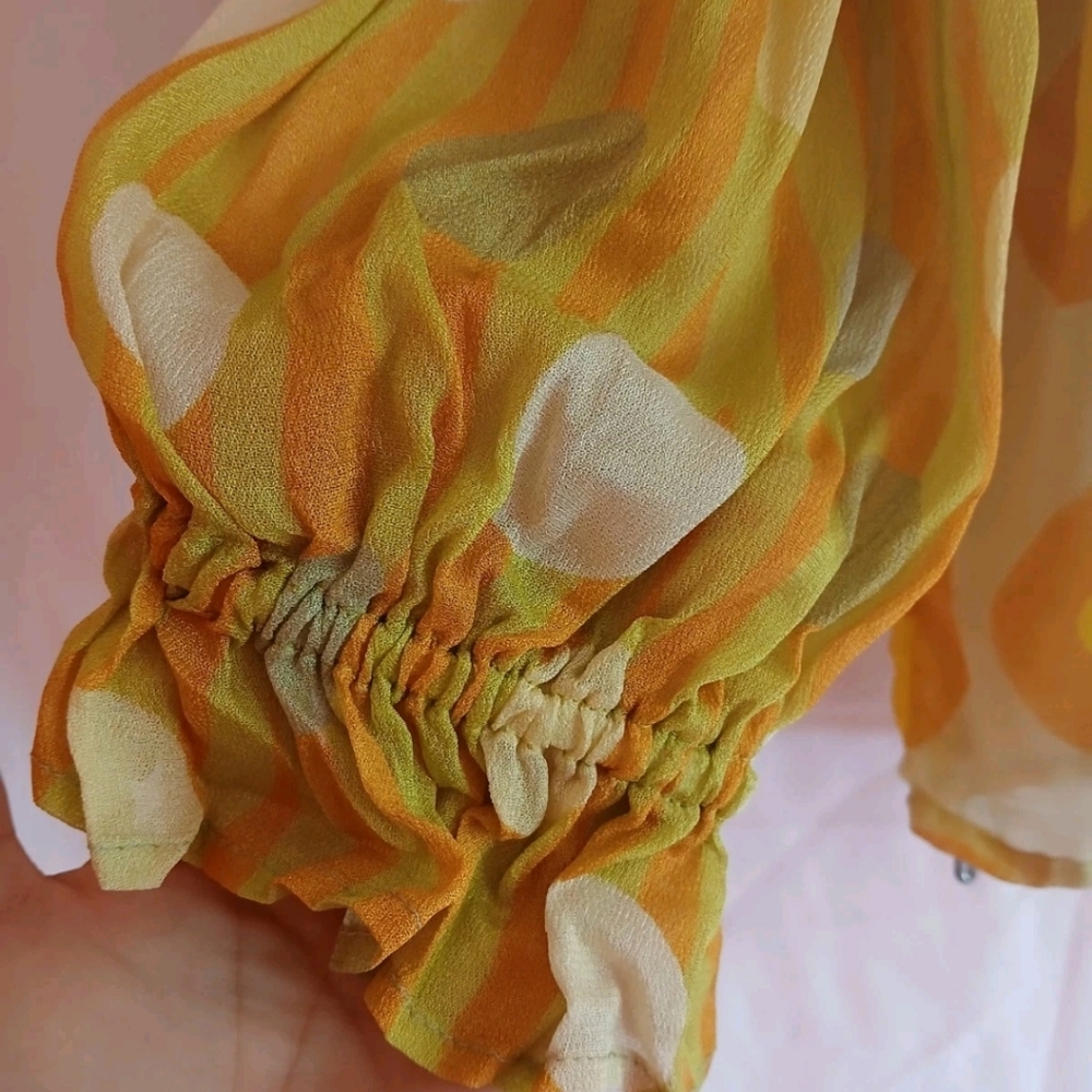 BL^NK LONDON MIRANDA PEASANT BOHO Yellow Patterned Women's Top BLIUSE . - Picture 5 of 15